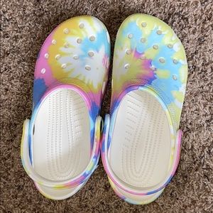 pastel tie dye crocs